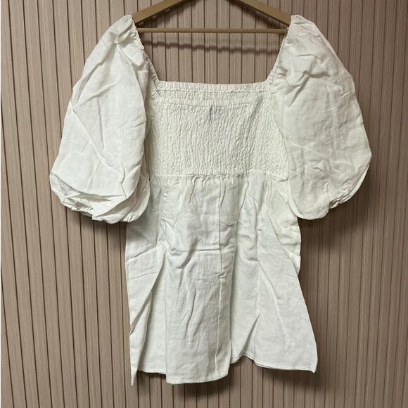 Tuckernuck Annie Smocked Linen Mini Dress Ivory Size XL - Picture 2 of 7